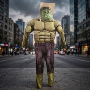 Marvel Avengers Hulk Costume Kids Medium Rubie's Muscle Jumpsuit New Mask C207